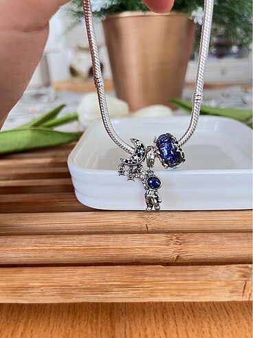 Beden lacivert Renk Yıldızlı hilal ay Pandora charm