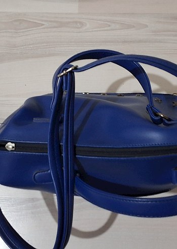 Mavi Deri Kadın Çanta - Görsel 5