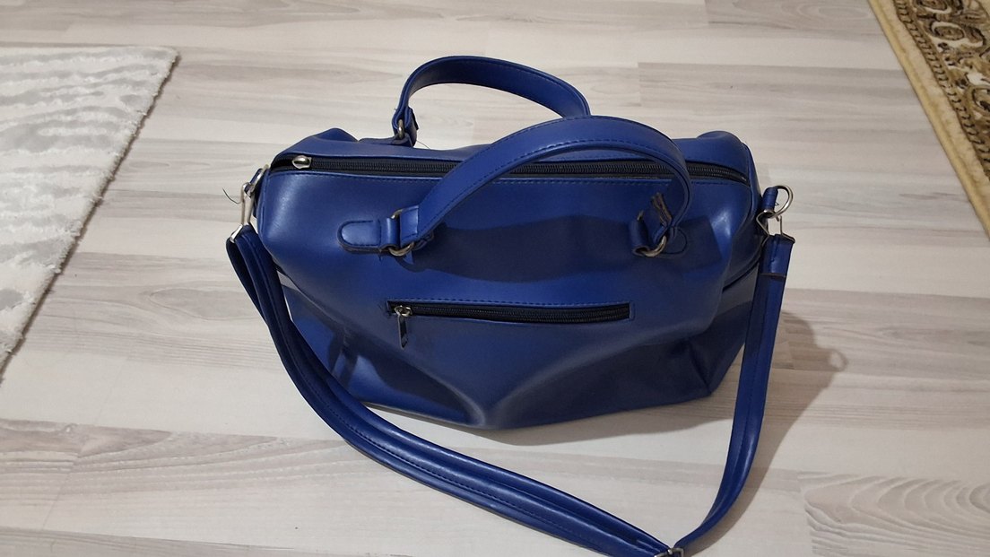 Mavi Deri Kadın Çanta - Görsel 2