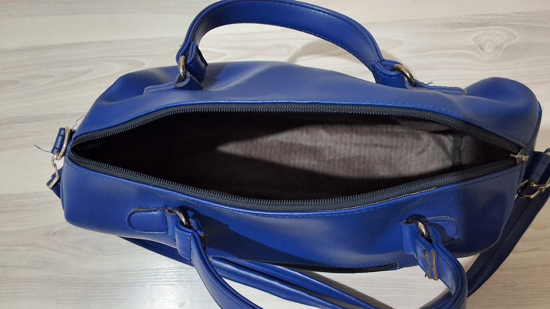 Mavi Deri Kadın Çanta - Görsel 3