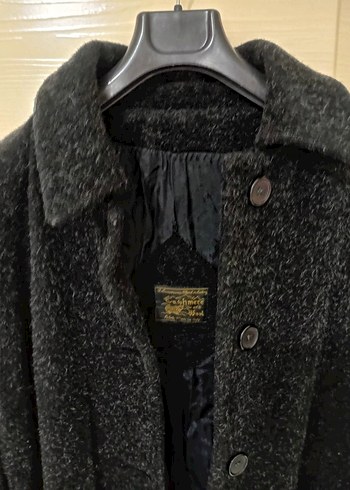 Düğmeli Siyah Uzun Kadın Yün Kaban - Görsel 2