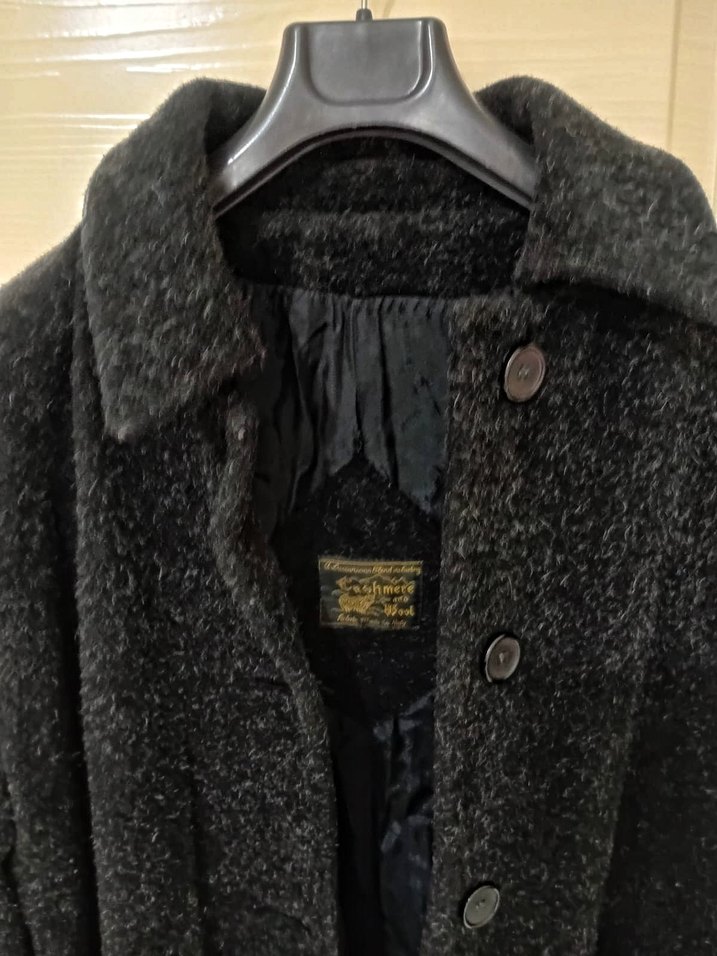 Düğmeli Siyah Uzun Kadın Yün Kaban - Görsel 2