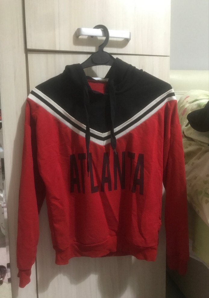 Kırmızı Kapüşonlu Atlanta Sweatshirt - Görsel 4