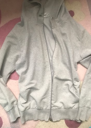 Gri Kapüşonlu Fermuarlı Kadın Ceket - Görsel 2