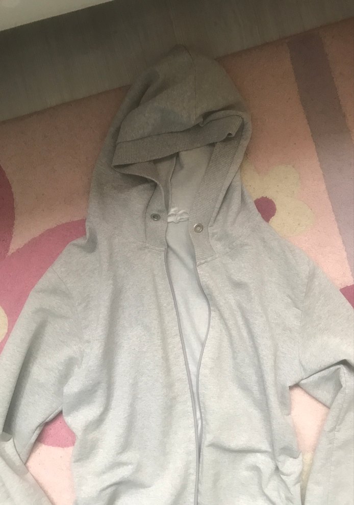 Gri Kapüşonlu Fermuarlı Kadın Ceket - Görsel 3