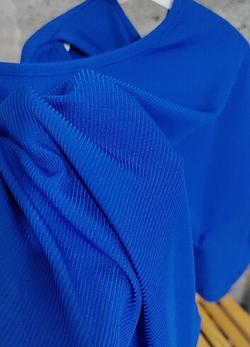 l Beden mavi Renk Sırt detaylı bluz
