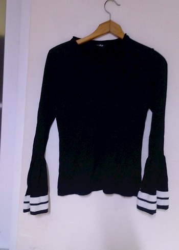 Uzun Kollu Siyah Triko Yüksek Yakalı Kazak - Görsel 2