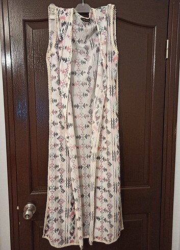 Uzun Yazlık Yelek Etnik Desenli