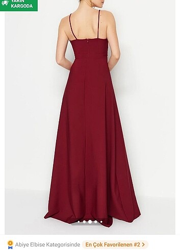 Bordo Yırtmaçlı Elbise 