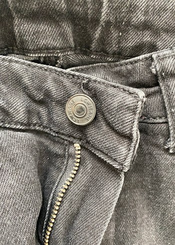 Gri Kadın Kot Pantolon Kemerli Midi Boy ispnyol paça - Görsel 4