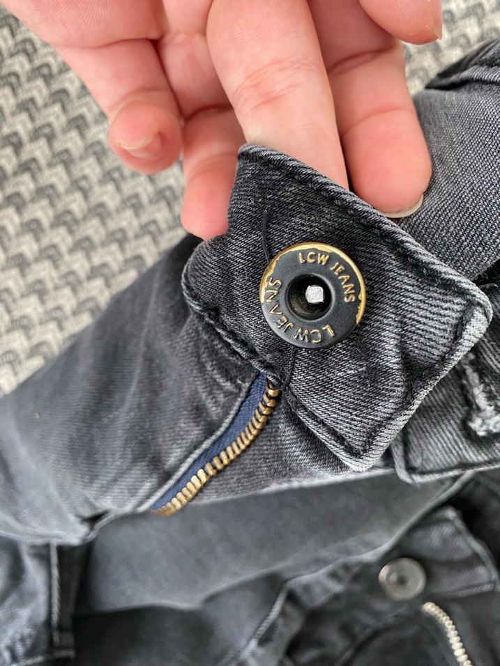 Gri Kadın Kot Pantolon Kemerli Midi Boy ispnyol paça - Görsel 2