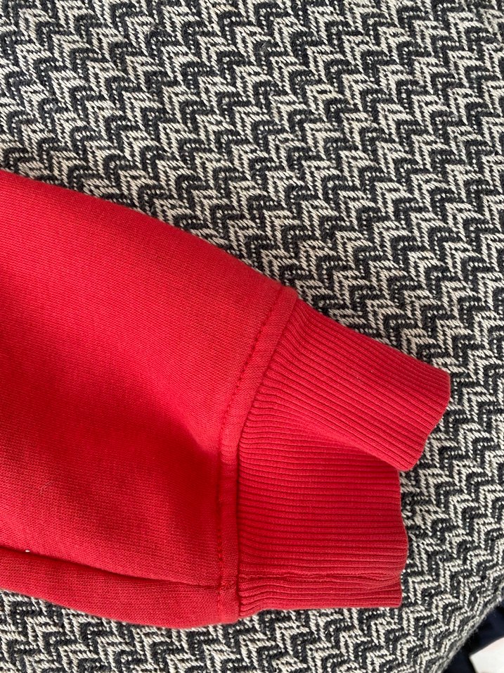 Kırmızı Kapüşonlu Kadın Fermuarlı Crop Hırka - Görsel 3