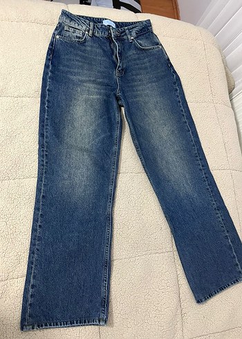 Mavi Bol Kesim Midi Kot Pantolon - Görsel 2