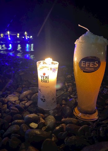  Beden Beyaz Temalı Rakı ve Bira Mumları