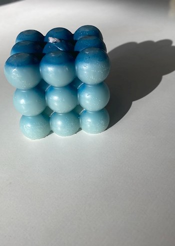 Pastel Mavi Küp Şekilli Mum