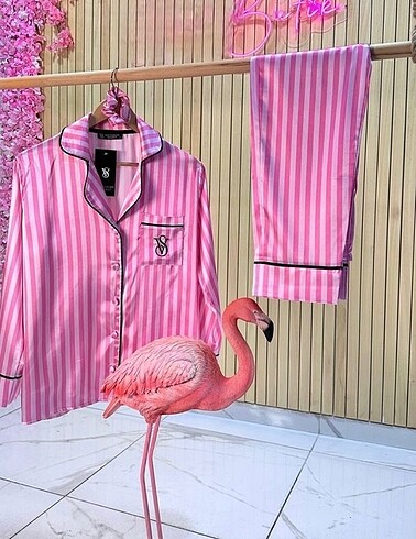 l Beden pembe Renk Saten pijama