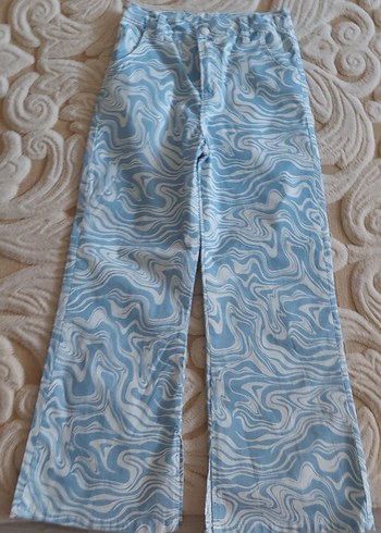 Mavi Batik Desenli Midi çocuk Pantolon