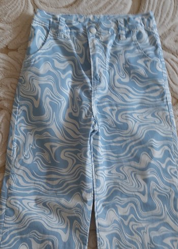 Cichlid Mavi Batik Desenli Midi çocuk Pantolon