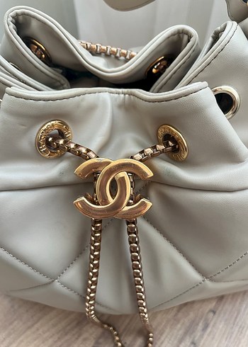 Chanel Bej Zincir Detaylı Deri Kadın Çanta