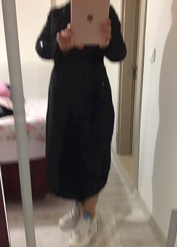 Siyah Uzun Kadın Gotik Silky Kaban - Görsel 11