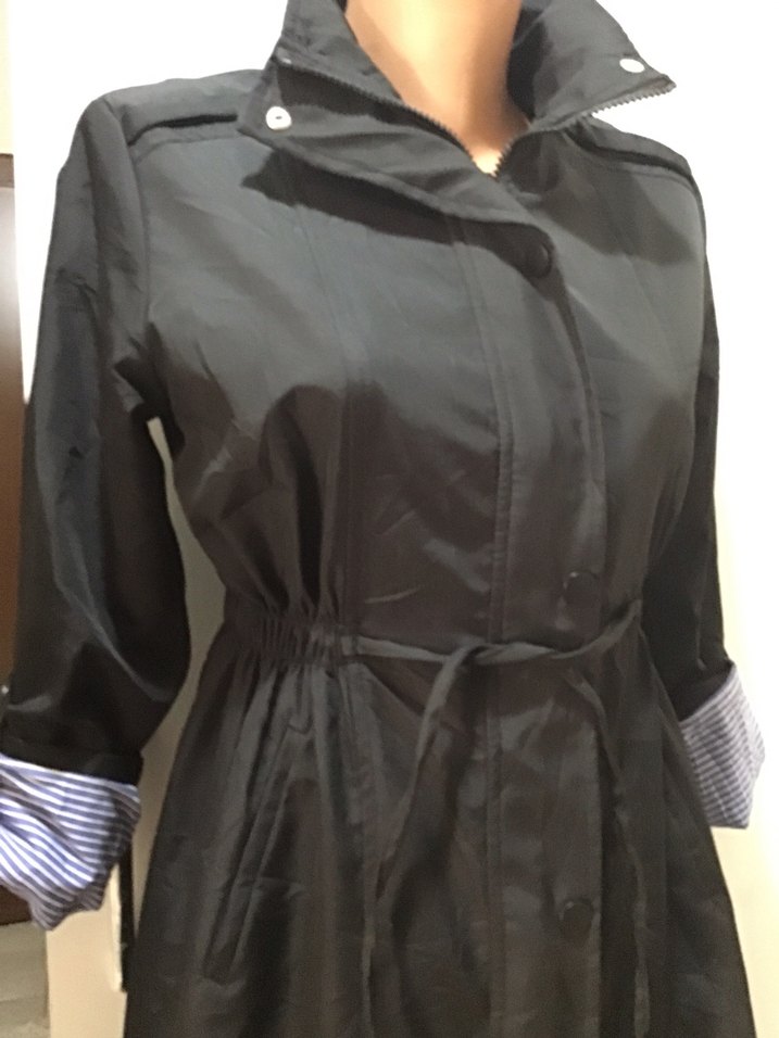 Kemerli Siyah Uzun Kadın Trençkot - Görsel 3