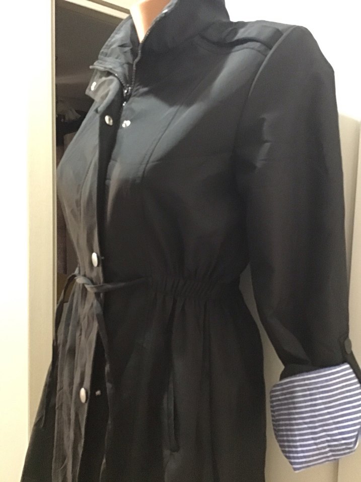 Kemerli Siyah Uzun Kadın Trençkot - Görsel 2