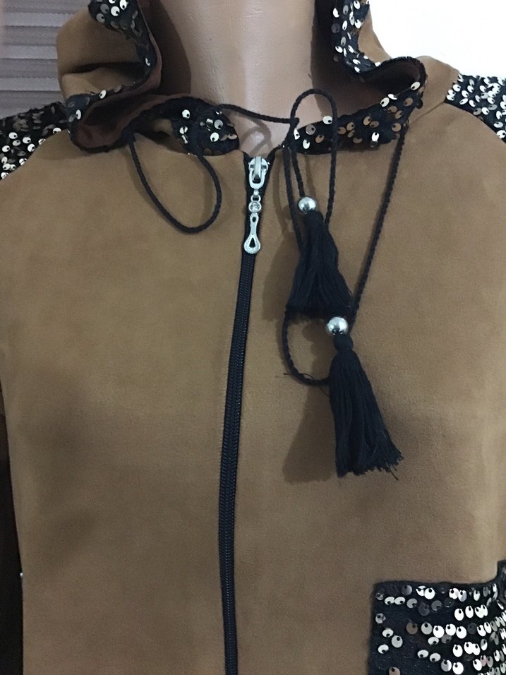 Kahverengi Kadın Süet Fermuarlı Kısa Yelek - Görsel 4