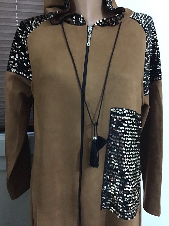 Kahverengi Kadın Süet Fermuarlı Kısa Yelek - Görsel 5