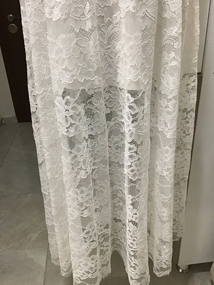 Beyaz Dantel Uzun Bohem Elbise - Görsel 3