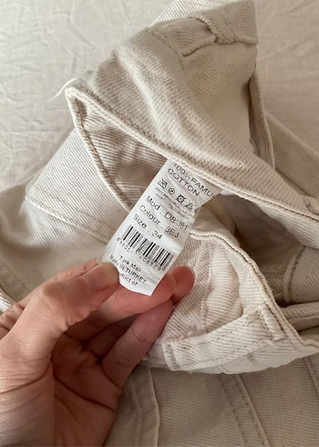 Bej Mom Jean Kot Pantolon - Görsel 2