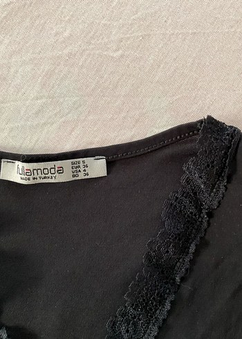 Siyah Gotik Dantelli Bluz Üst - Görsel 4