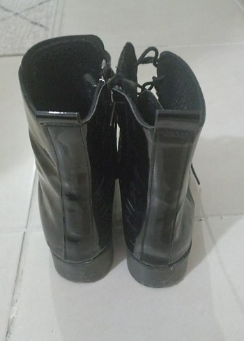 Diğer Siyah Rugan Bağcıklı Stiletto Topuklu Bot