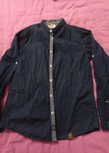 Erkek Lacivert Denim Uzun Kollu Gömlek