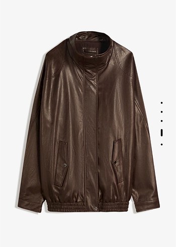 Bershka Kadın Kahverengi Deri ceket - Görsel 6