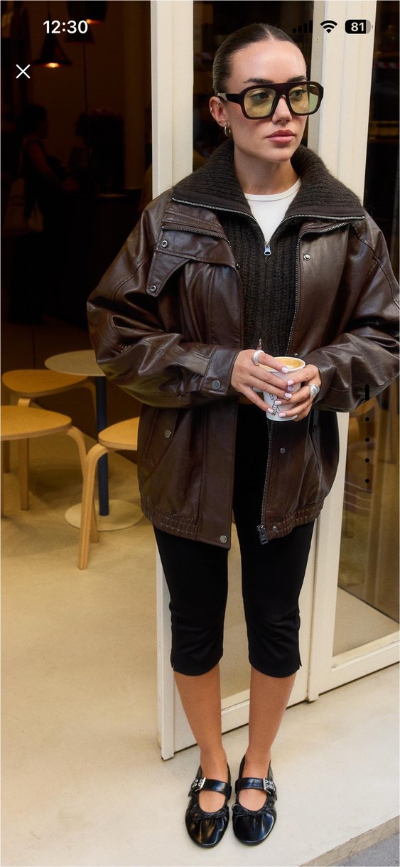 Bershka Kadın Kahverengi Deri ceket - Görsel 5