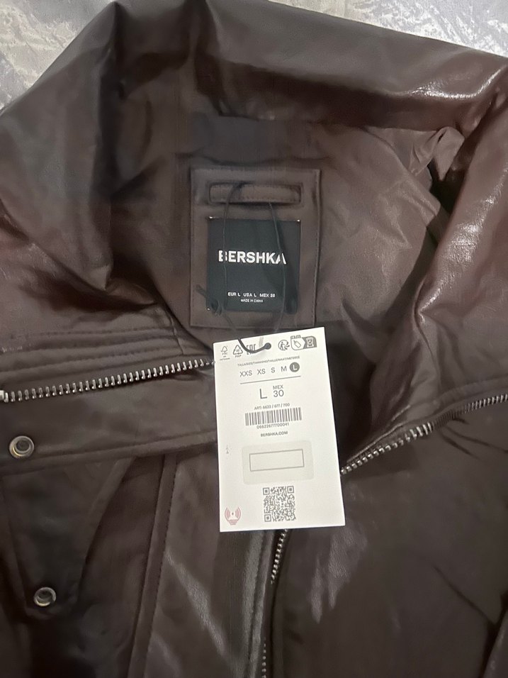 Bershka Kadın Kahverengi Deri ceket - Görsel 2