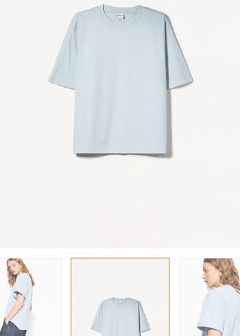 Bershka Beyaz Kısa Kollu Oversize Tişört - Görsel 2