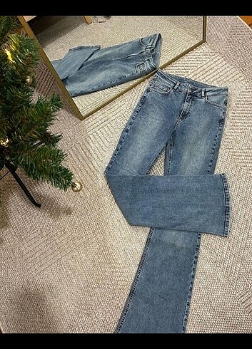 s Beden mavi Renk İspanyol paça Jean pantalon