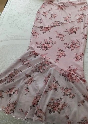 Sheinside shein Pembe Çiçekli Bohem Uzun Etek