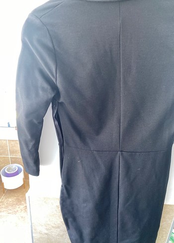 Düğmeli Siyah Deri Midi Elbise - Görsel 4