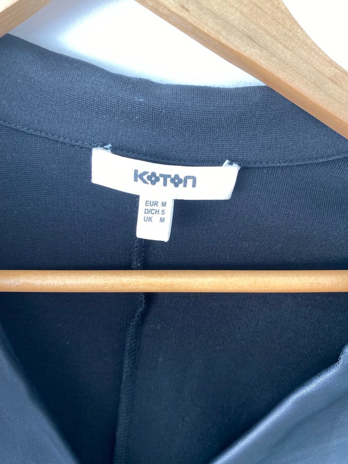 Düğmeli Siyah Deri Midi Elbise - Görsel 2