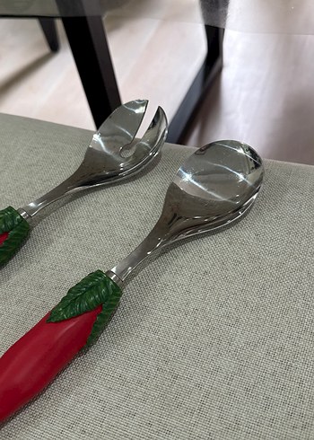 Kırmızı Biber Saplı Renkli Salata Kaşığı Seti - Görsel 2
