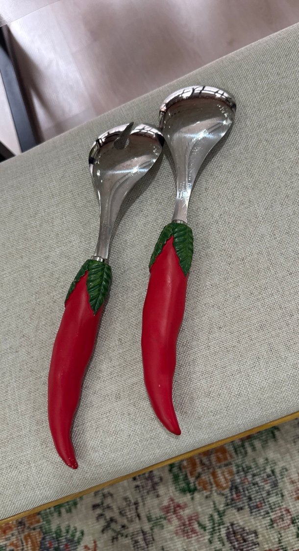Kırmızı Biber Saplı Renkli Salata Kaşığı Seti - Görsel 4