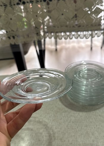 Yuvarlak Desenli Şeffaf çay tabağı 11 adet - Görsel 3