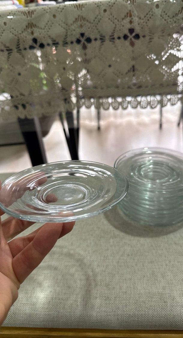 Yuvarlak Desenli Şeffaf çay tabağı 11 adet - Görsel 3