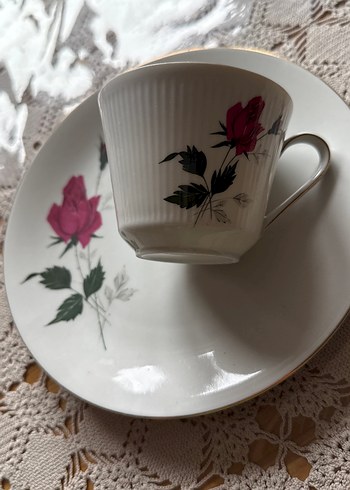 Beyaz Porselen Fincan  ve Tatlı tabağı #bavaria#vintage - Görsel 2