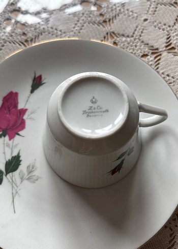 Beyaz Porselen Fincan  ve Tatlı tabağı #bavaria#vintage - Görsel 3