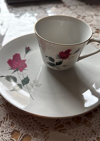 Beyaz Porselen Fincan  ve Tatlı tabağı #bavaria#vintage - Görsel 5