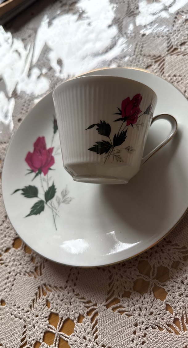 Beyaz Porselen Fincan  ve Tatlı tabağı #bavaria#vintage - Görsel 2