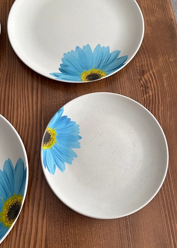 Mavi Çiçek Desenli 4 Parça Tabak Seti - Görsel 3